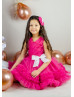 Fuchsia Tulle Pleated Ruffle Flower Girl Dress